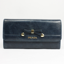 프라다 11FW 신상 리본 칼프스킨 월릿 네이비