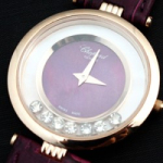 쇼파드 해피스포츠 금장 퍼플자게 가죽밴드 / 스위스 쿼츠