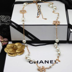 샤넬 진주 목걸이 금장
