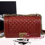 샤넬 보이백 캐비어 미듐 엔틱골드 버건디