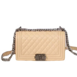 샤넬 캐비어 보이백 라잇베이지/은장 25cm