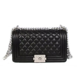 샤넬 캐비어 보이백 블랙/은장 25cm